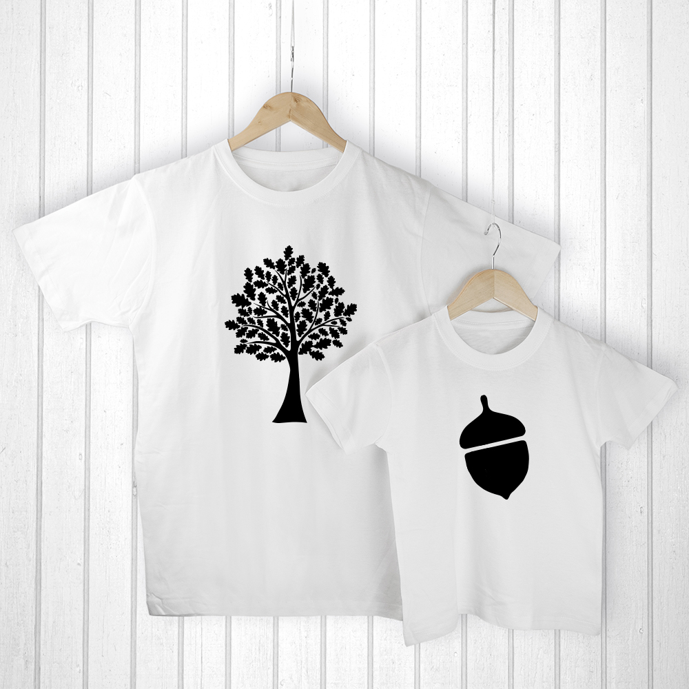 Personalised Daddy And Me Acorn White T Shirts