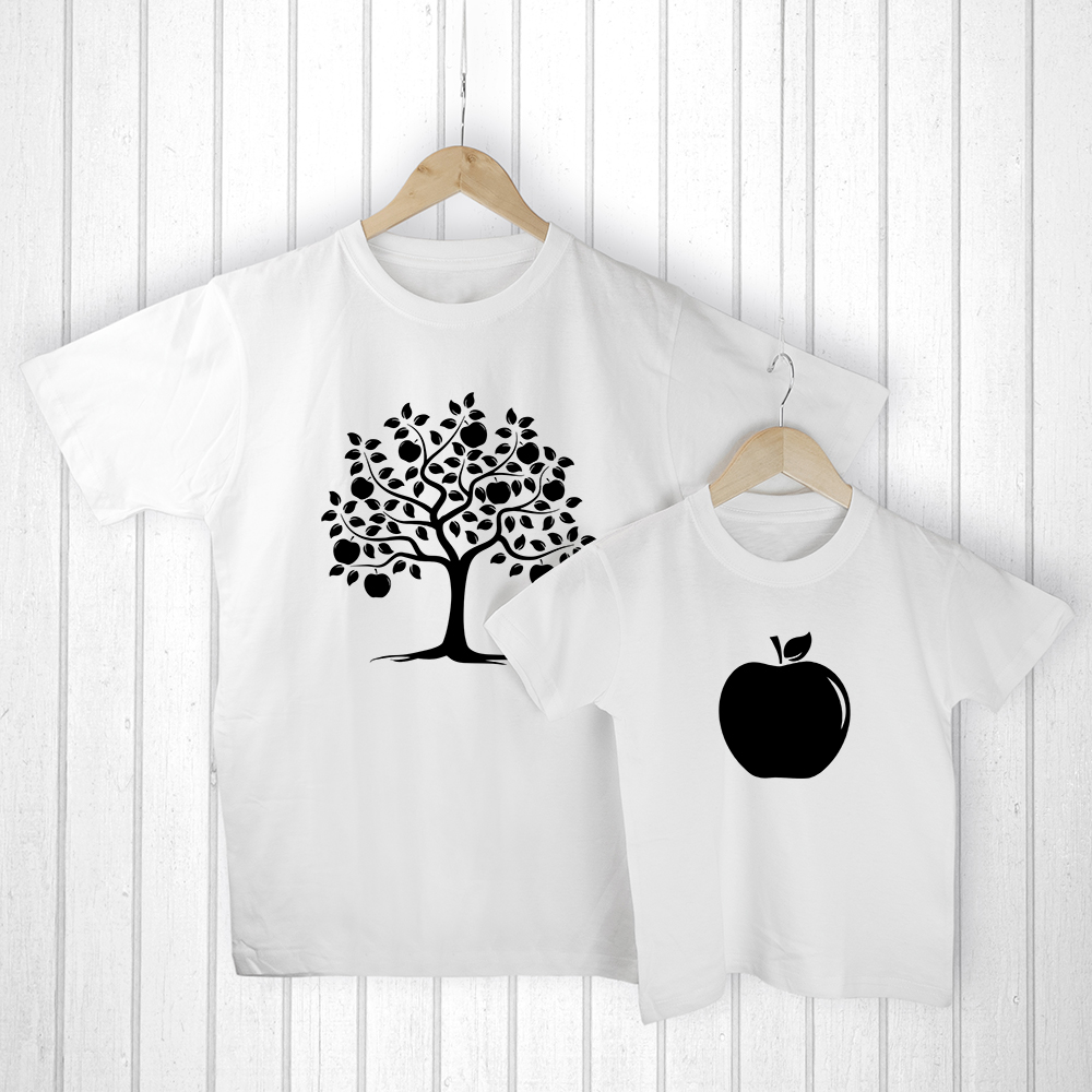 Personalised Daddy and Me Apple White T Shirts