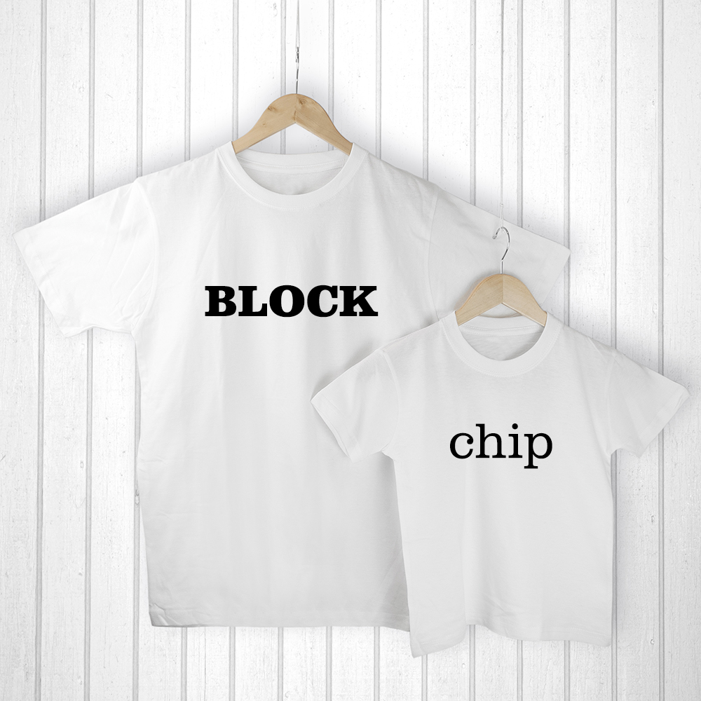 Personalised Daddy and Me Chip off the Old Block White T Shirts