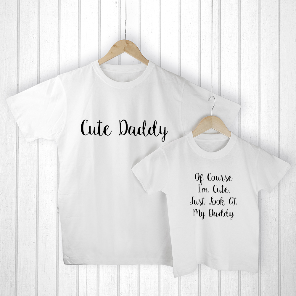 Personalised-Daddy-and-Me-Cuties-White-T-Shirts