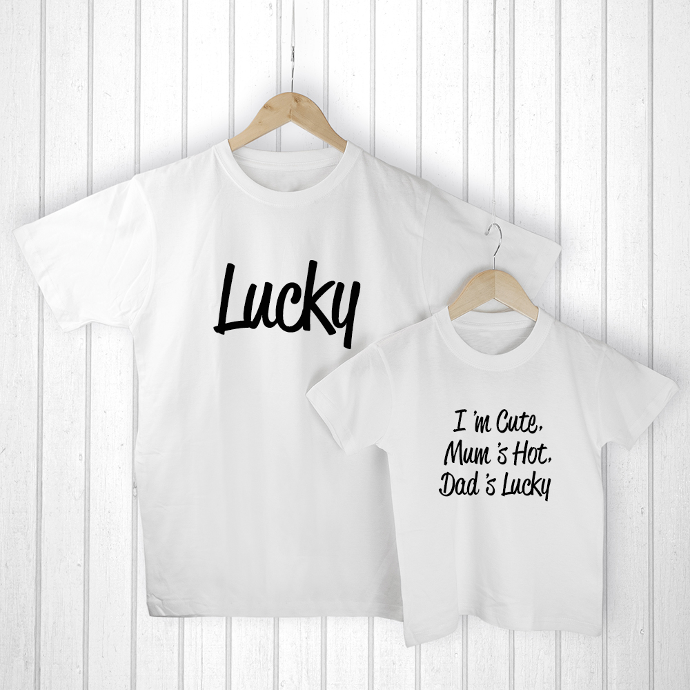 Personalised Daddy and Me Lucky White T Shirts