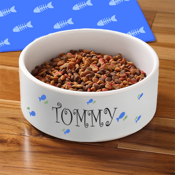 Personalised Male Fishy Cat Bowl